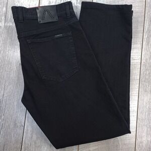 Alberto Jeans Mens 34x31 Denim Stone Black Modern Fit Straight Mid Rise T400